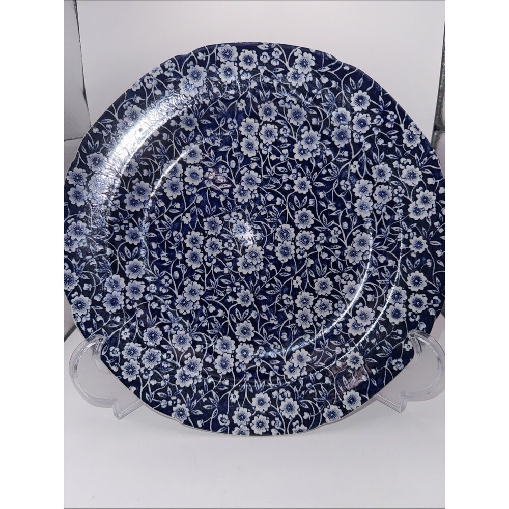 Calico Burleigh Staffordshire Blue Dinner Plate 10.5” Floral England